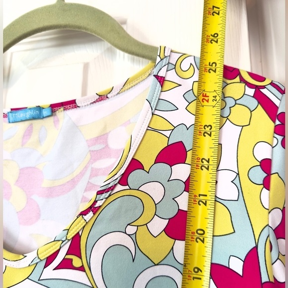 J McLaughlin Womens Catalina Cloth Top Size M Mod Floral Colorful Stretch Retro - Picture 8 of 9